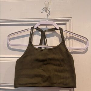 Forever 21 Olive Green Ribbed Cropped Tank